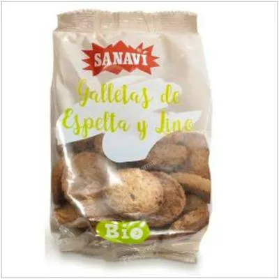 Galletas de espelta y lino BIO 200 g, Sanavi