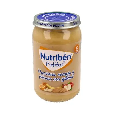 Potito manz-naranja-plátano-galleta 235 g, Nutriben