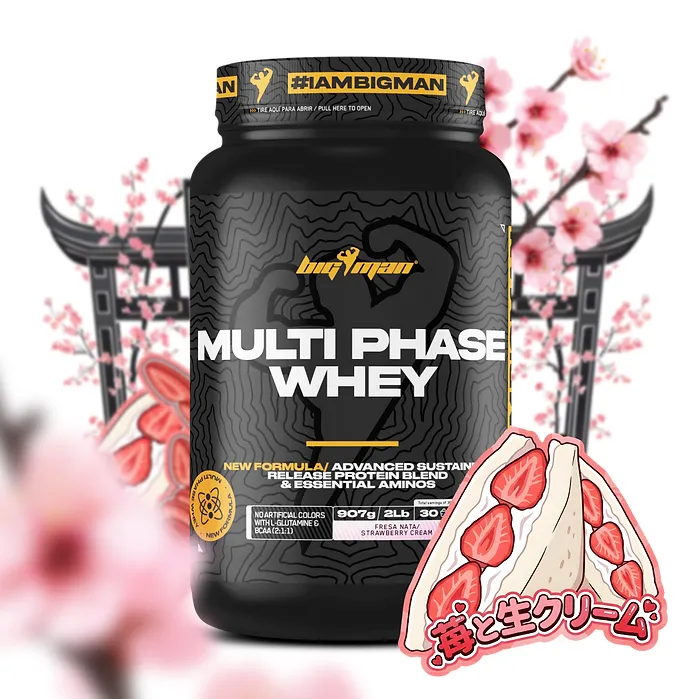 Multi phase whey fresa y nata 908 g, Bigman