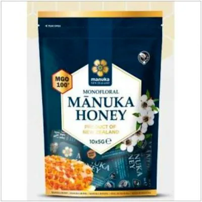 Raw Manuka honey MGO 100+ monofloral 10 single doses, Manuka New Zealand
