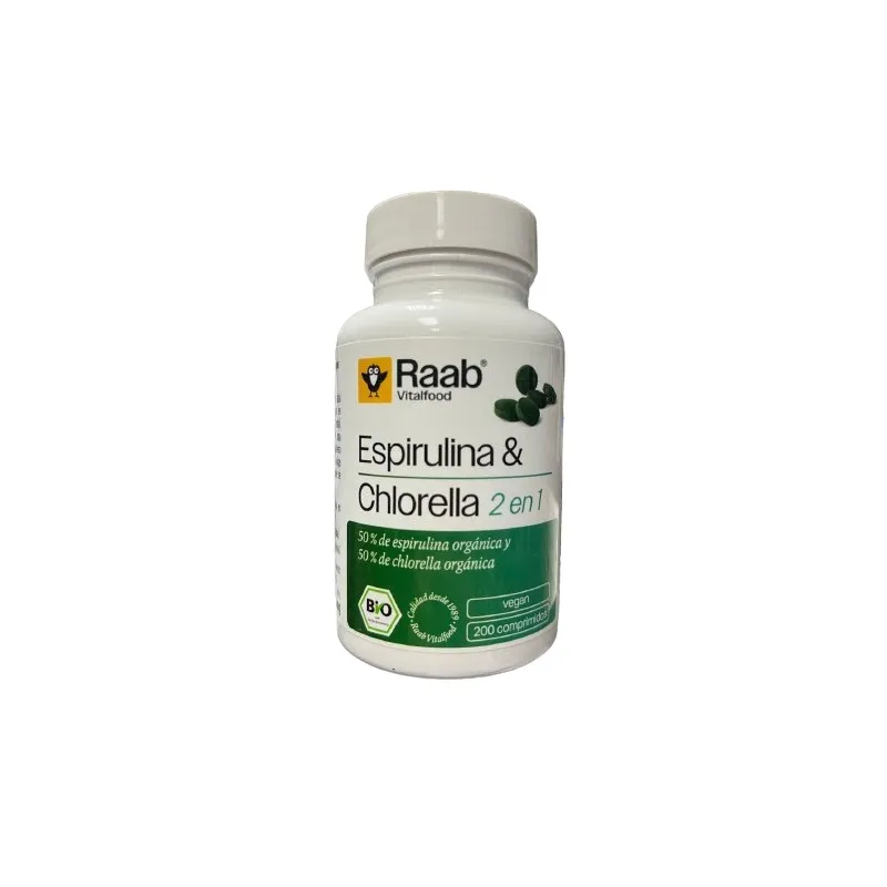 Espirulina chlorella 2 en 1 200 comprimidos, Raab