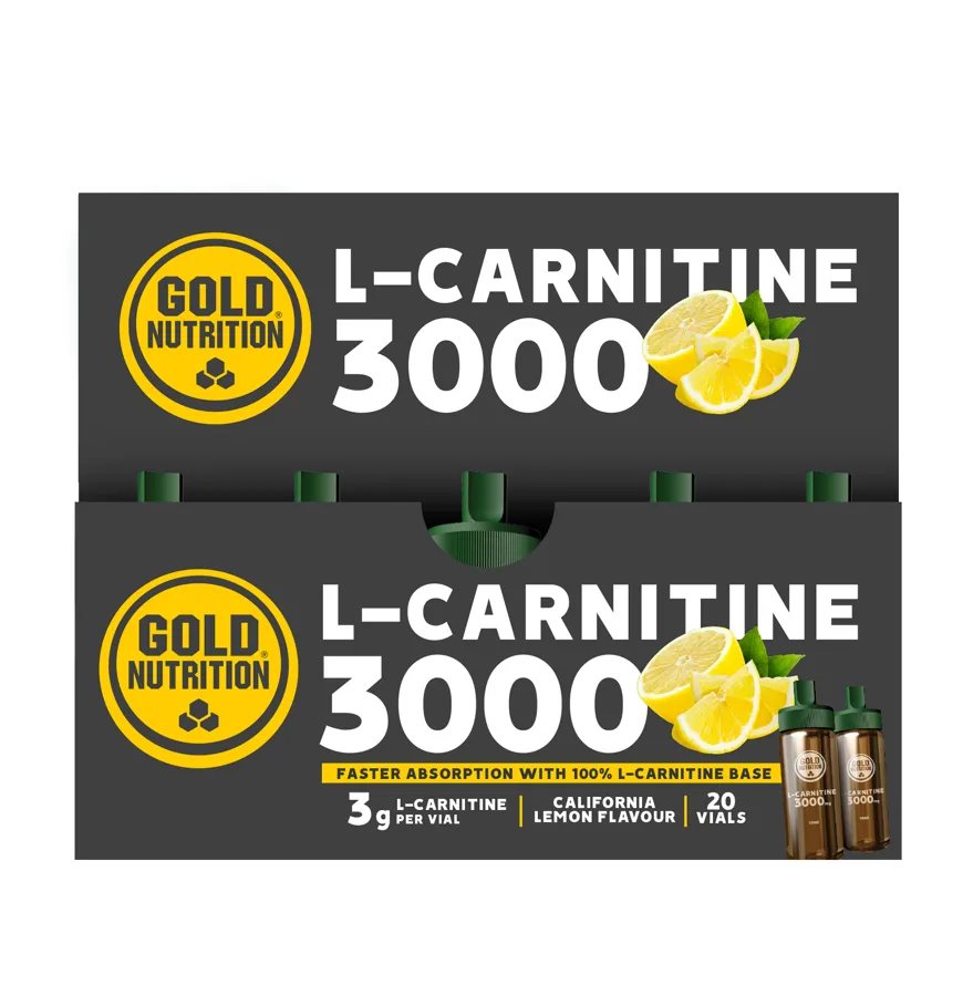 L-carnitina 3000 mg sabor limón 20 viales, Gold Nutrition