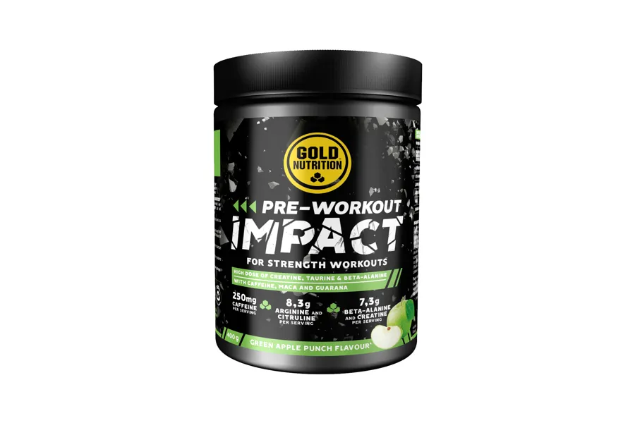 Pre-workout impact manzana verde 400 g, Gold Nutrition
