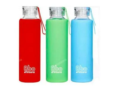 Botella borosilicato con silicona azul BBO4 550 ml, Irisana