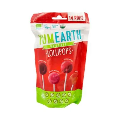 Piruletas organicas sabor frutas 14 uds., Yum Earth