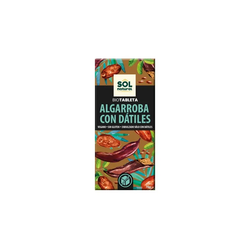 Tableta algarroba con datiles 70 g, Sol Natural