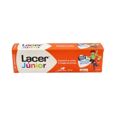 Gel dental junior 6-12 años fresa 1400 ppm fluor 75 ml, Lacer