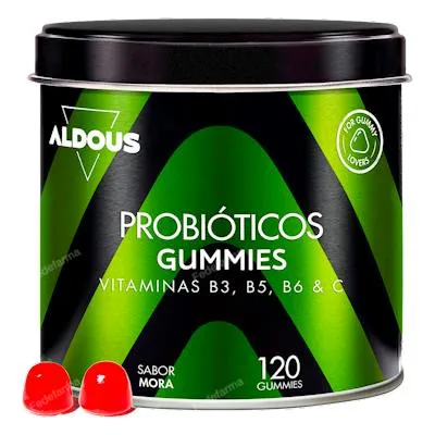 Probioticos con vitaminas sabor mora 120 gummies, Aldous Bio