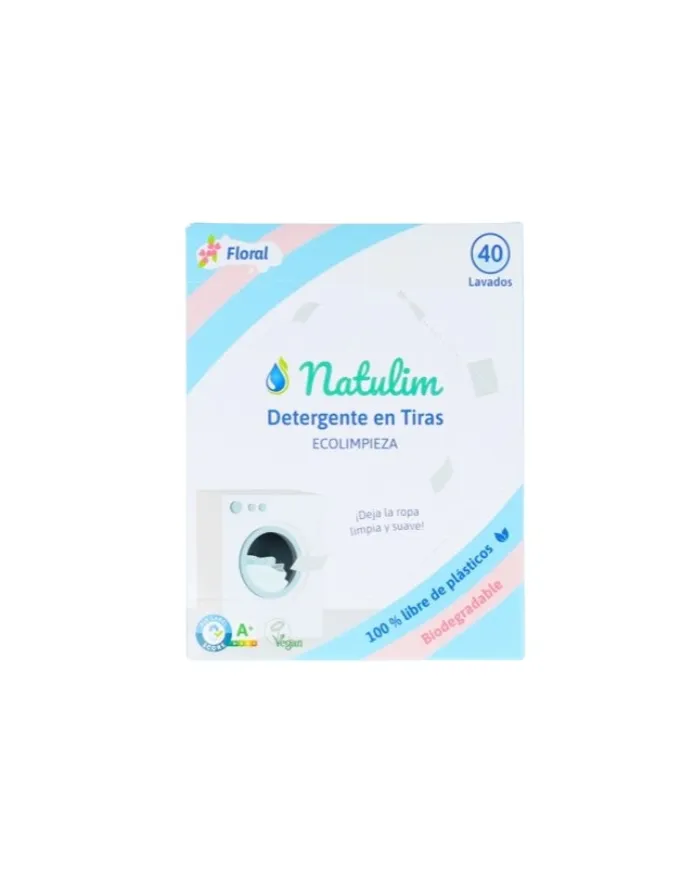 Detergente en tiras floral 40 lavados 70 g, Natulim