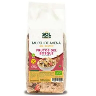Muesli de avena y frutos del bosque sin gluten BIO 425 g, Solnatural