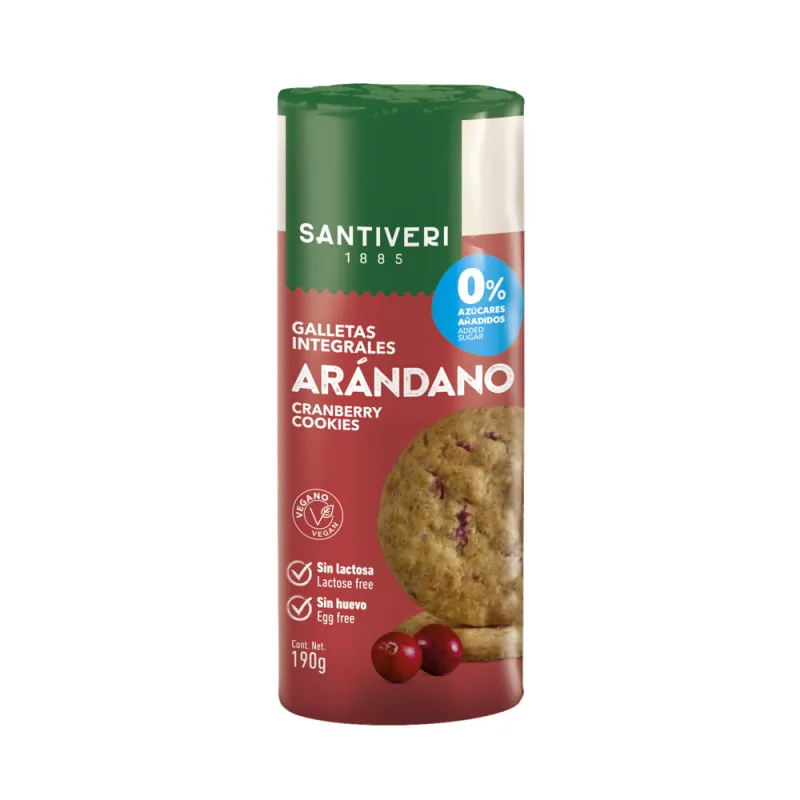 Galletas digestive tubo arándano sin azúcar santiver 190 g, Santiveri