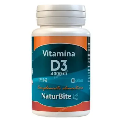 Vitamina D3 4000UI 60 cápsulas, Naturbite