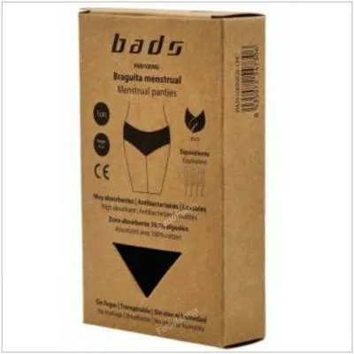 Braguita menstrual negra con costura talla L, Bads