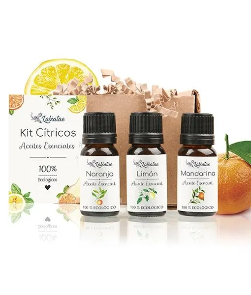 Kit Citrus. Essentiële oliën . 3 st. met folder gebruik. Citroen, Sinaasappel en Mandarijn 12 ml, Labiatae