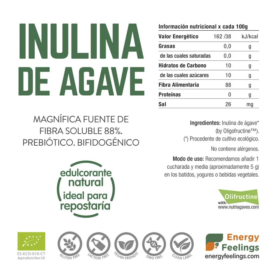 Inulina De Agave Polvo BIO 200 g, Energy Feelings · imagen 2