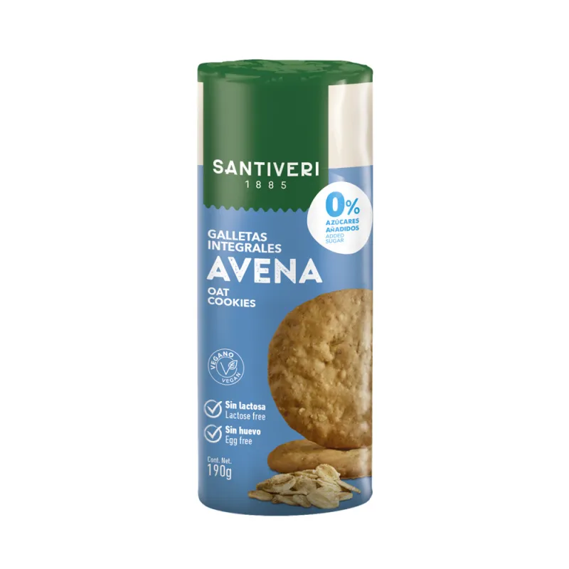 Galletas digestive tubo avena sin azúcar 190 g, Santiveri