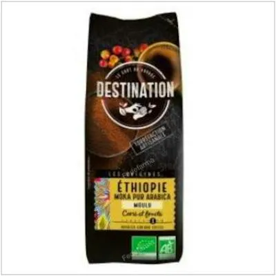 Café éthiopien moka 100 % arabica moulu BIO 250 g, Destination