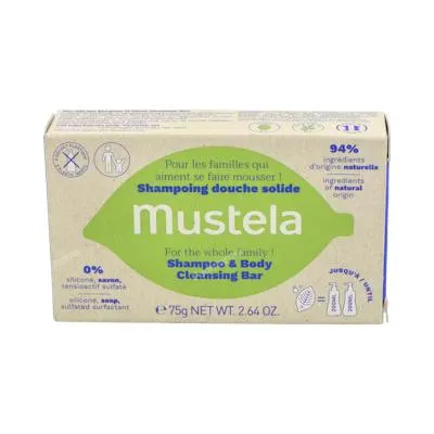 Champú solido cabello y cuerpo pastilla 75 g, Mustela