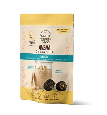 Avoine Overnight énergie avec collagène et maca noire saveur banane 350 g, Intsalim