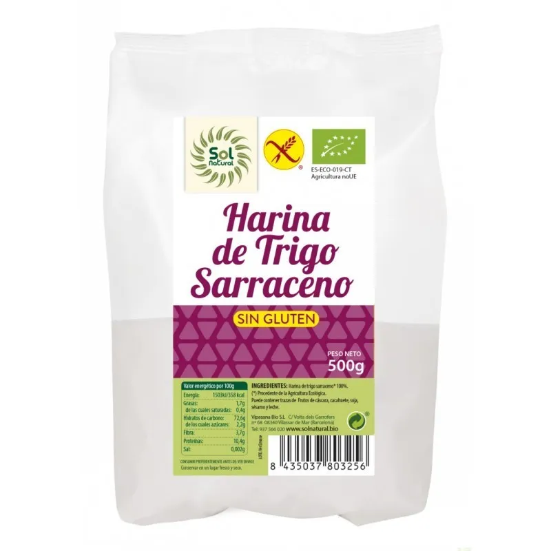 Harina trigo sarraceno sin gluten 500 g, Sol Natural