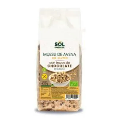 Muesli de avena y chocolate sin gluten BIO 425 g, Solnatural