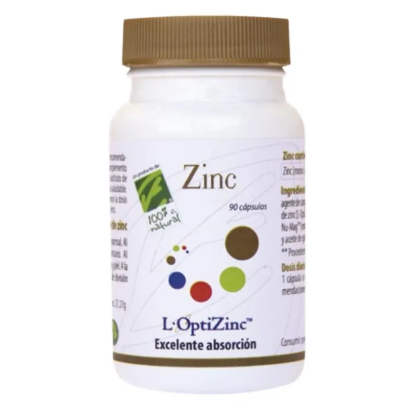 Zinc 20 mg 100%natural 90 cápsulas, 100% Natural