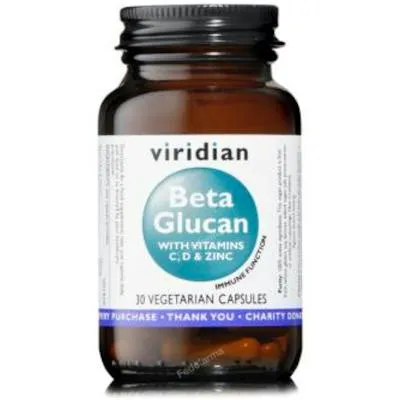 Beta glucano 250 mg plus vit C, D3, zinc 30 cápsulas vegetales, Viridian