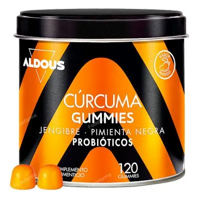 Cúrcuma con jengibre y pimienta negra + probioticos 2500 mg 120 gominolas, Aldous Bio