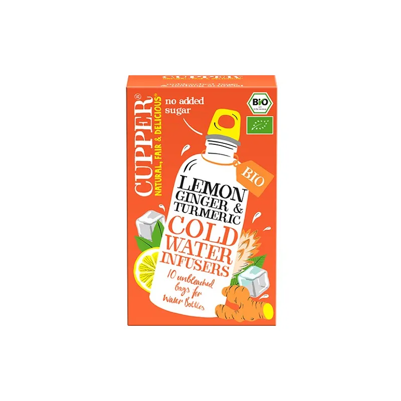 Limão-gengibre-curcuma infusão fria 10 saquetas BIO, Cupper