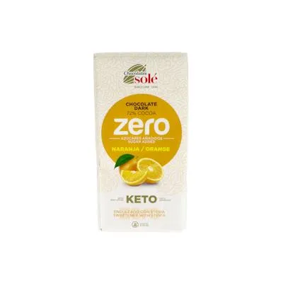 Chocolate negro 72% con naranja y stevia sin azúcar 100 g, Chocolates Sole