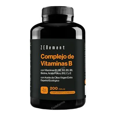 Complejo de vitamina B con ácido de oliva 200 perlas, Zenement