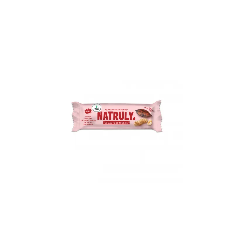 Barrita cacao+cacahuete s/g sin azúcar BIO 40 g, Natruly
