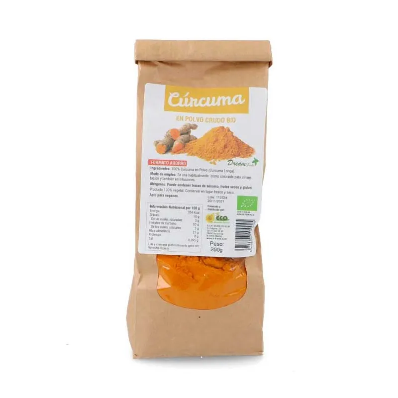 Curcuma poudre crue BIO 200 g, Dream Foods