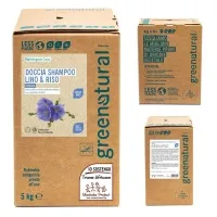Gel de ducha y champú lino y arroz BIO 5 kg, Greenatural