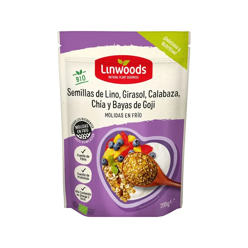 Lijnzaad zonnebloem pompoen chia goji BIO 200 g, Linwoods