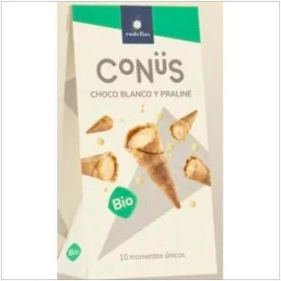 Conus chocolate blanco y praline BIO 10 x 70 g, Rodellas
