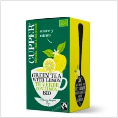 Grüner Tee mit Zitrone Kräutertee BIO 20 Beutel, Cupper
