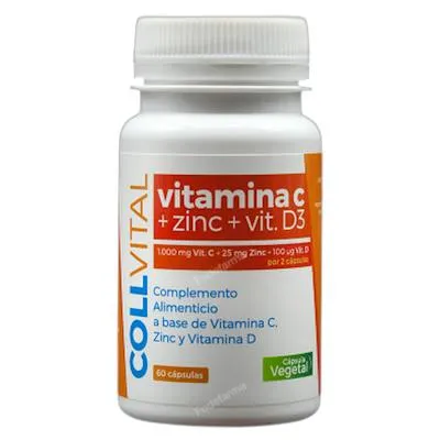 Vitamina C+ZINC+D3 60 cápsulas, Collvital