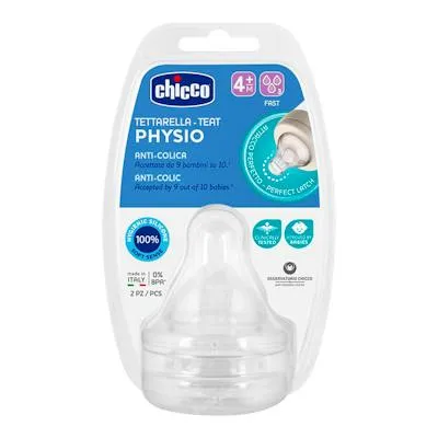 Tetina physio 4M+ FL. medio sili 2 uds., Chicco