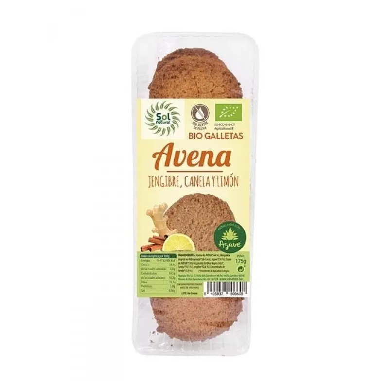 Galleta avena jeng. canel. limón, Sol Natural
