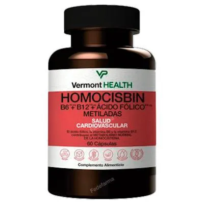 Homocisbin B6 + B12 + ácido fólico metiladas 60 cápsulas, Vermont Health