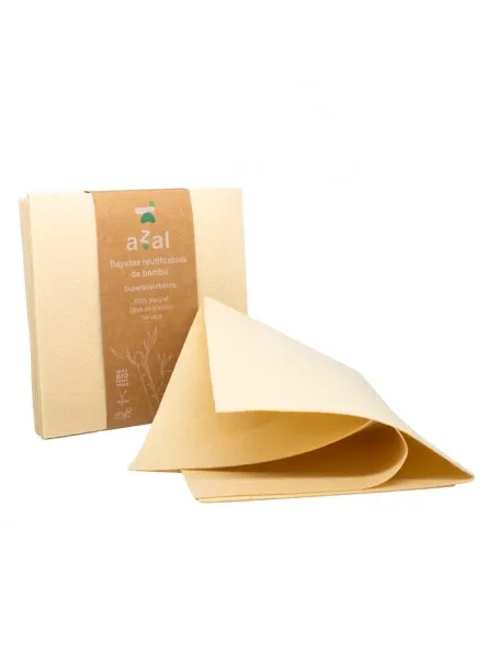 Set de 6 bayetas de bambu 35X35. sin blanquear. 120 gsm, Azal