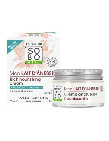 Crème visage nourrissante au lait d'ânesse sobio, SO'BiO étic