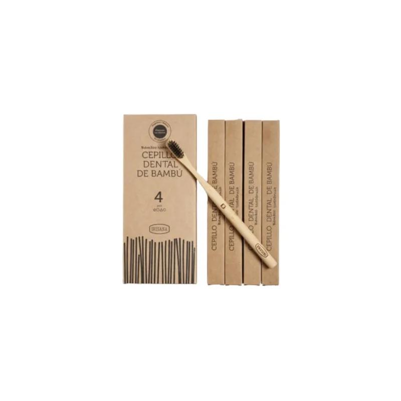 Cepillo dental bambu carbón activo caja 4 uds., Irisana