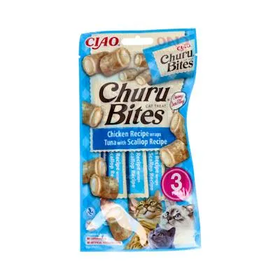 Churu cat bites ricetta al tonno con capesante 1 busta da 3 stick snack vet 10 g, Churu Vet
