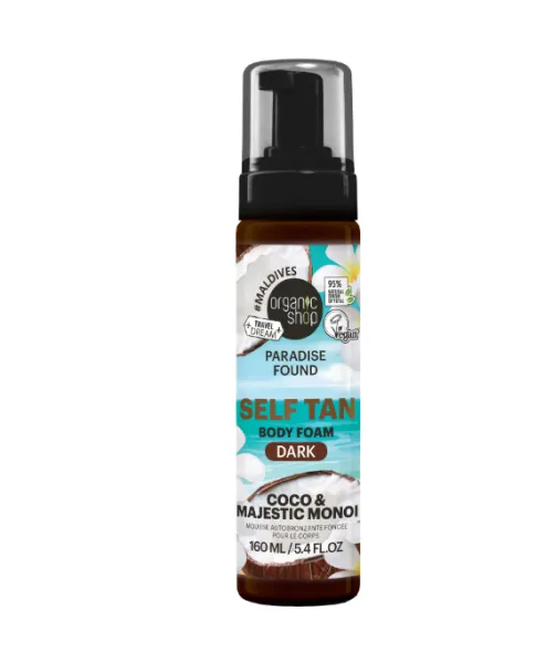 Espuma autobronceadora corporal coco & majestic monoi  tono oscuro 160 ml, Organic Shop