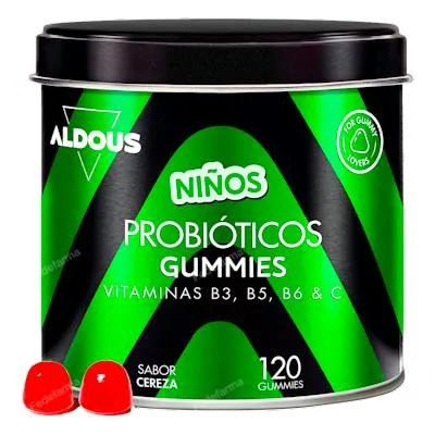 Probioticos con vitaminas para niños sabor natural a cereza 120 gummies, Aldous Bio