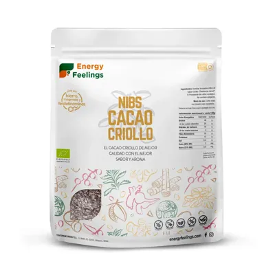 Cacao Criollo Nibs sin gluten BIO 1 kg, Energy Feelings