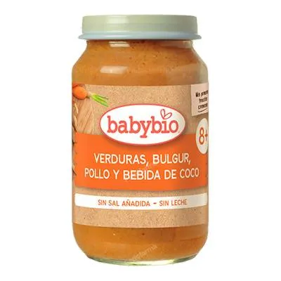 Verduras bulgur pollo y bebida de coco 200 g, Babybio