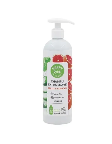 Champú extra suave brillo y vitalidad pomelo & aloe 450 ml, Happy Bio